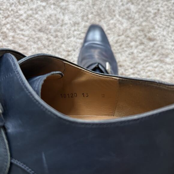 Magnanni Marco II Single Monk Strap Blue Leather Dress Shoes Men\'s Size 13 M